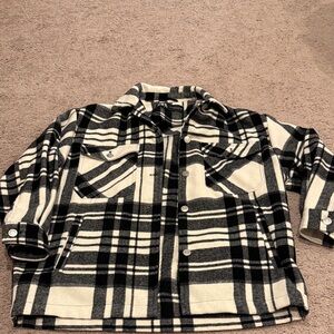 Zara Black and White Plaid Button Down Shirt